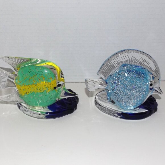 Pair of PartyLite Vintage Art Glass Tropical Fish Tealight Candle Holders - Picture 3 of 8